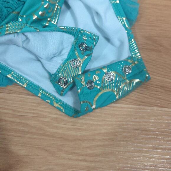 Cat & Jack Tutu Green Gold Swimsuit‎ Girl's Size 18M One Piece Mermaid Summer - Picture 8 of 13